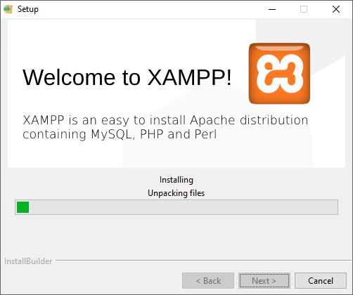 Процесс установки XAMPP