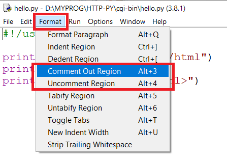 Как в Python закомментировать блок кода